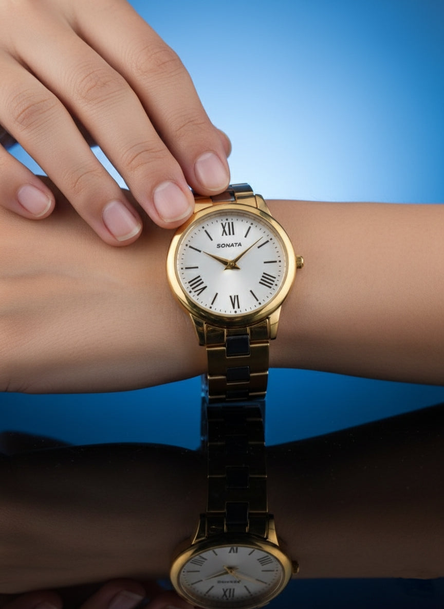 Sonata DualTone Elegance Women's Analog Watch
(Gold + Silver)