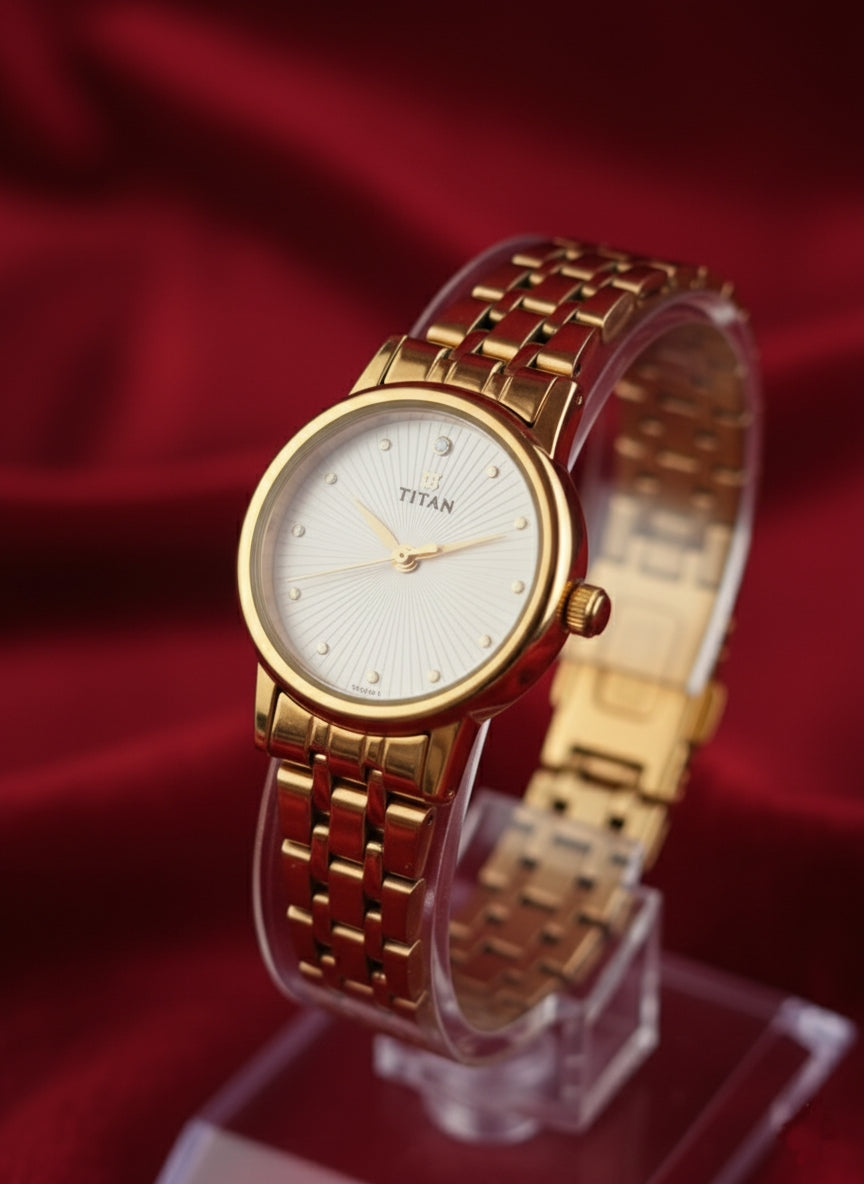 Sonata Elegance Gold Women's Analog Watch - Timeless Style with Grace.