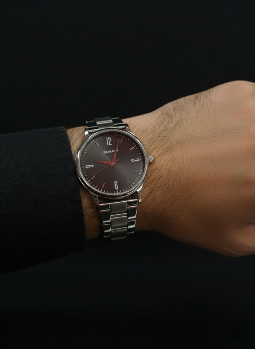 Sonata Silver Charm Analog Watch - Elegance in Every Tick.