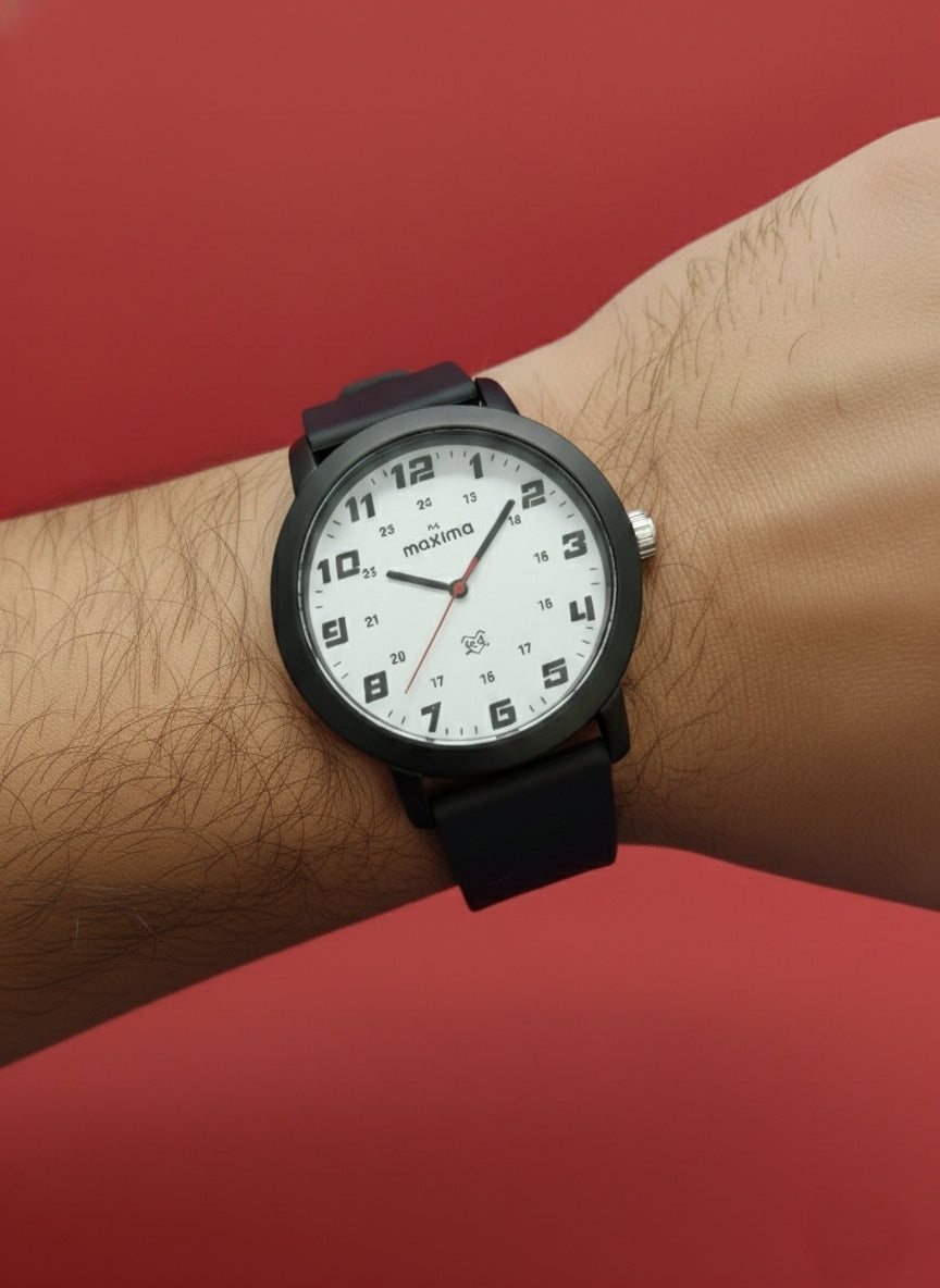 Maxima Analog Watch - Elegant Design for Everyday Style. Best for waterproof and with rubber strip.