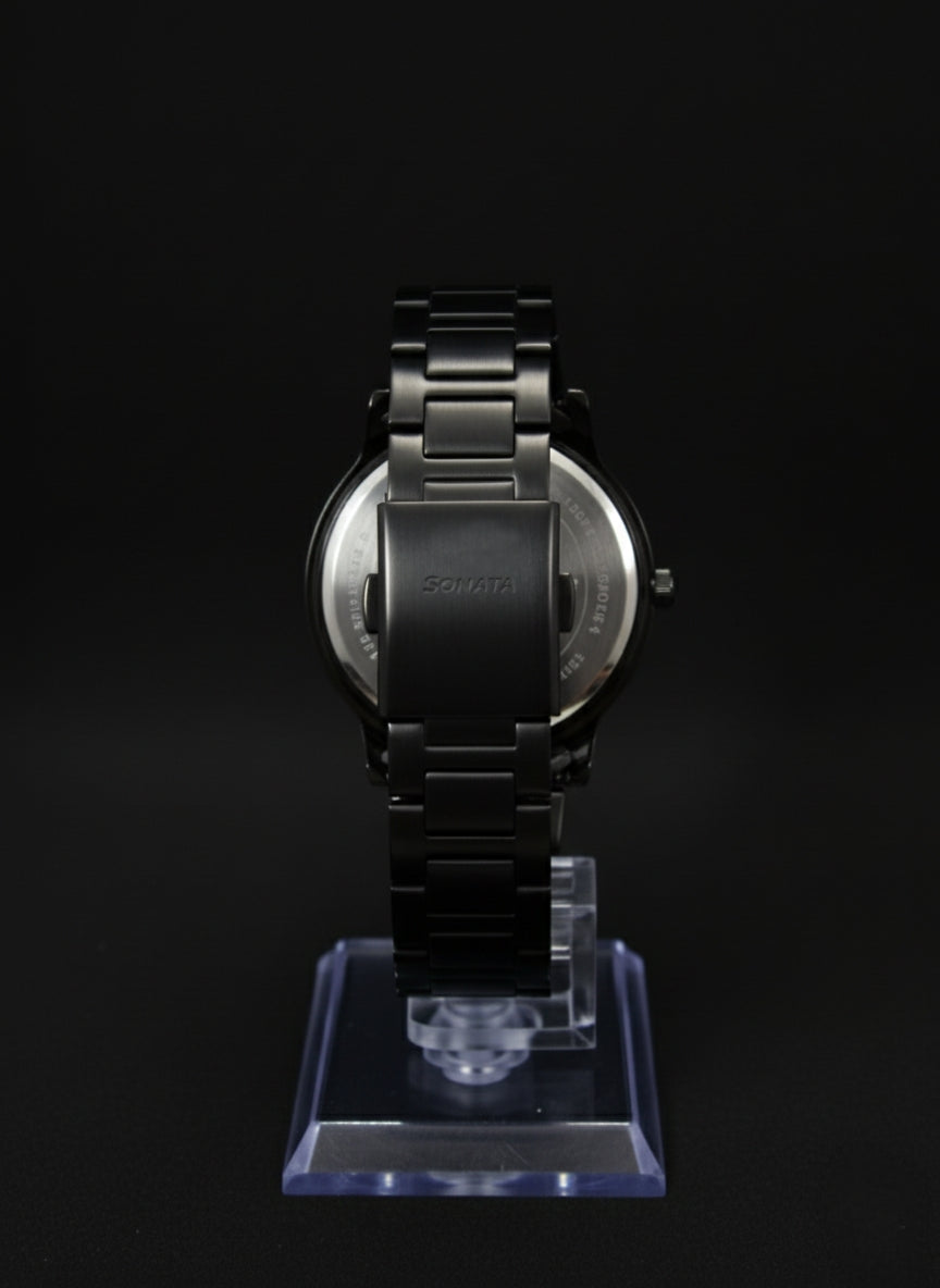 Sonata Black Men's Analog Watch - Sleek, Modern & Minimal