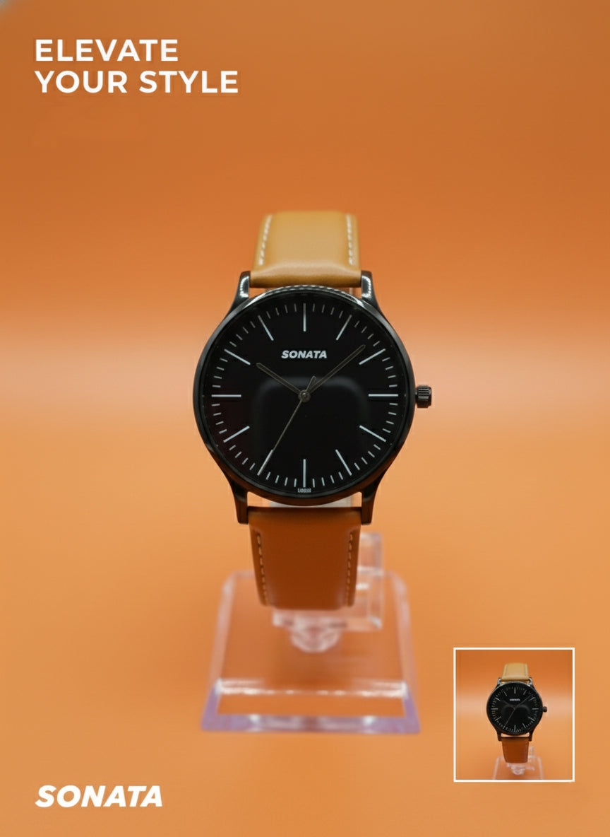 Sonata Blaze Orange Strap Watch - Style with a Spark.