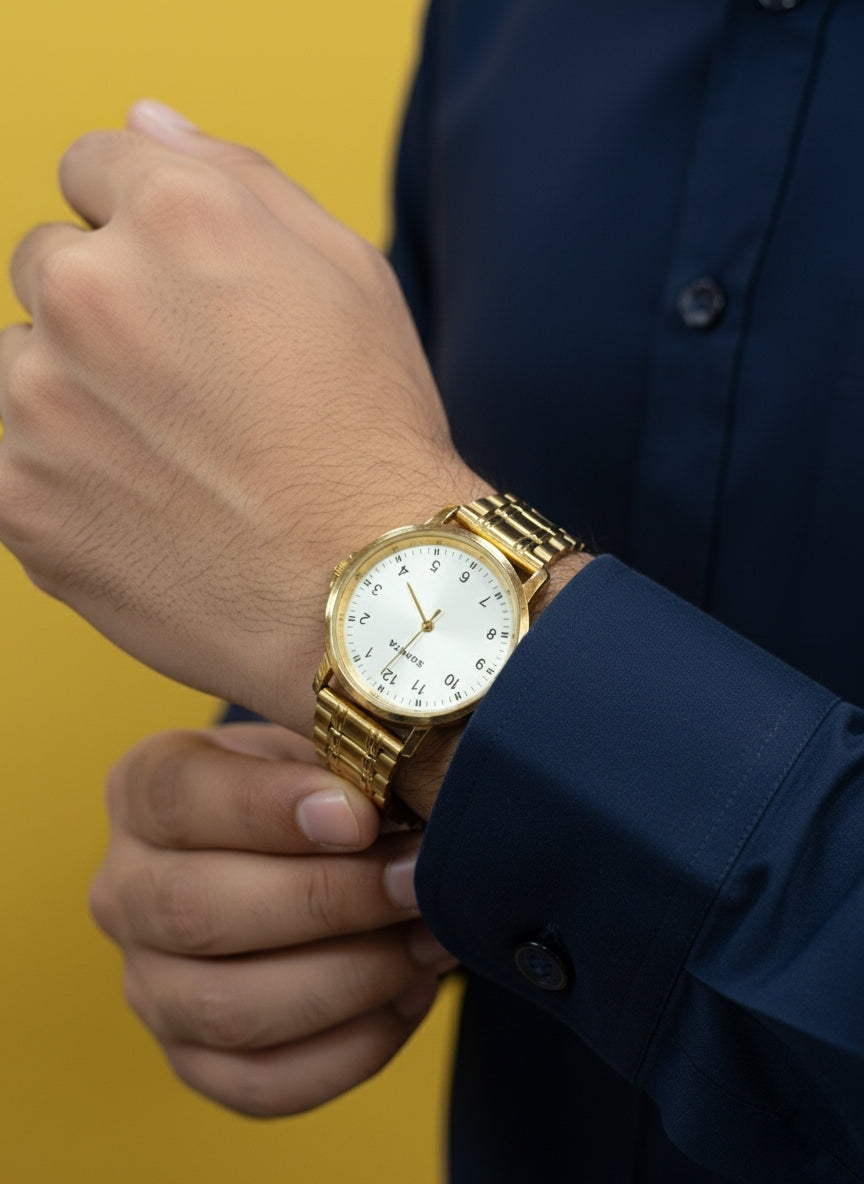 Elegant Golden Sonata Analog Watch - Timeless Luxury for Every Occasion.