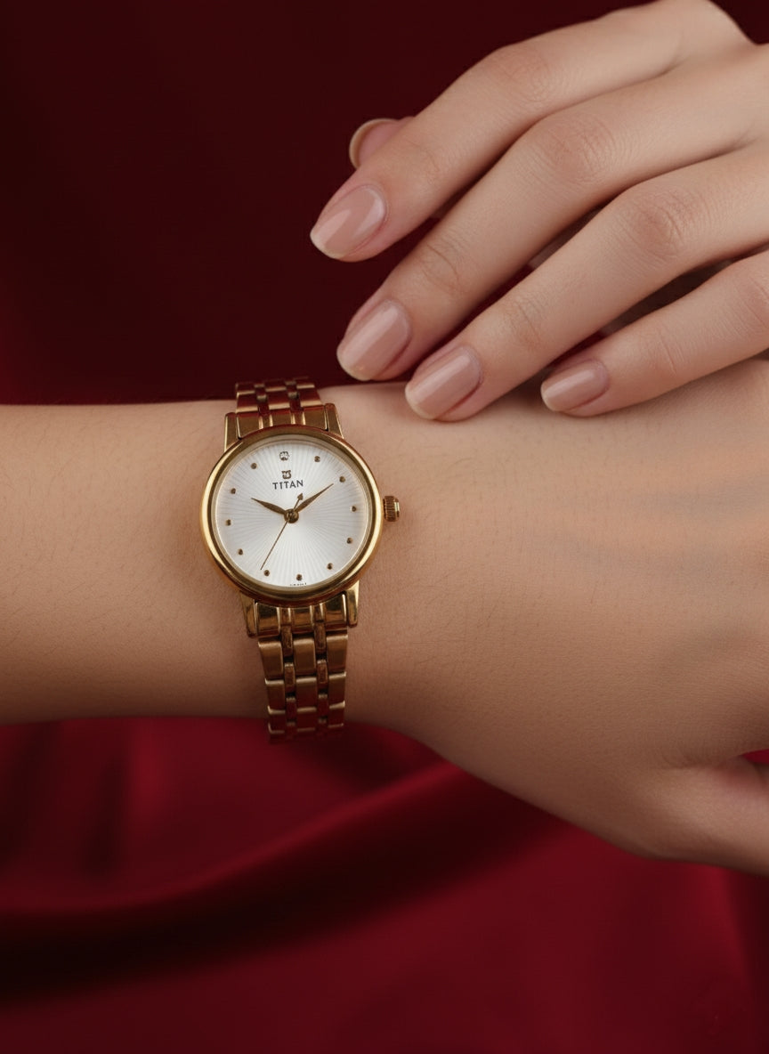 Sonata Elegance Gold Women's Analog Watch - Timeless Style with Grace.