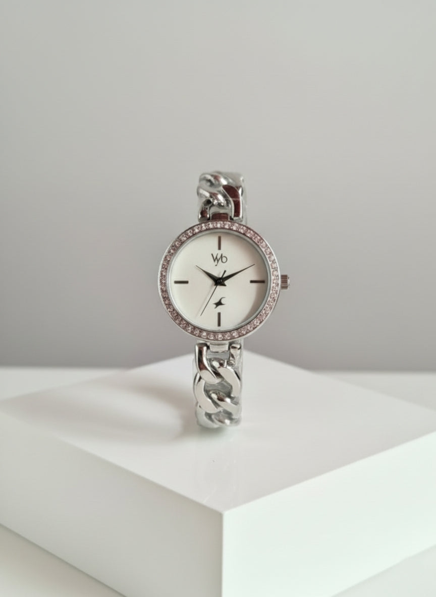 Fastrack Silver Elegance Women's Watch - Chic Stainless Steel Style