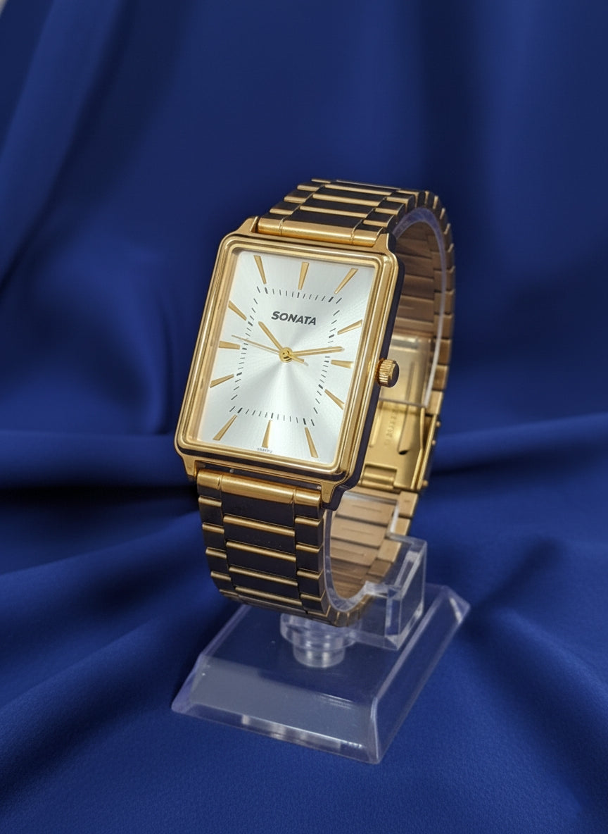 Sonata Quad Golden Watch - Bold Design, Timeless Brilliance.