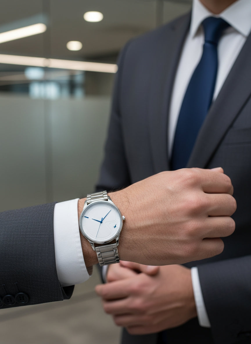 Fastrack Silver Edge Analog Watch - Bold Shine, Timeless Style.