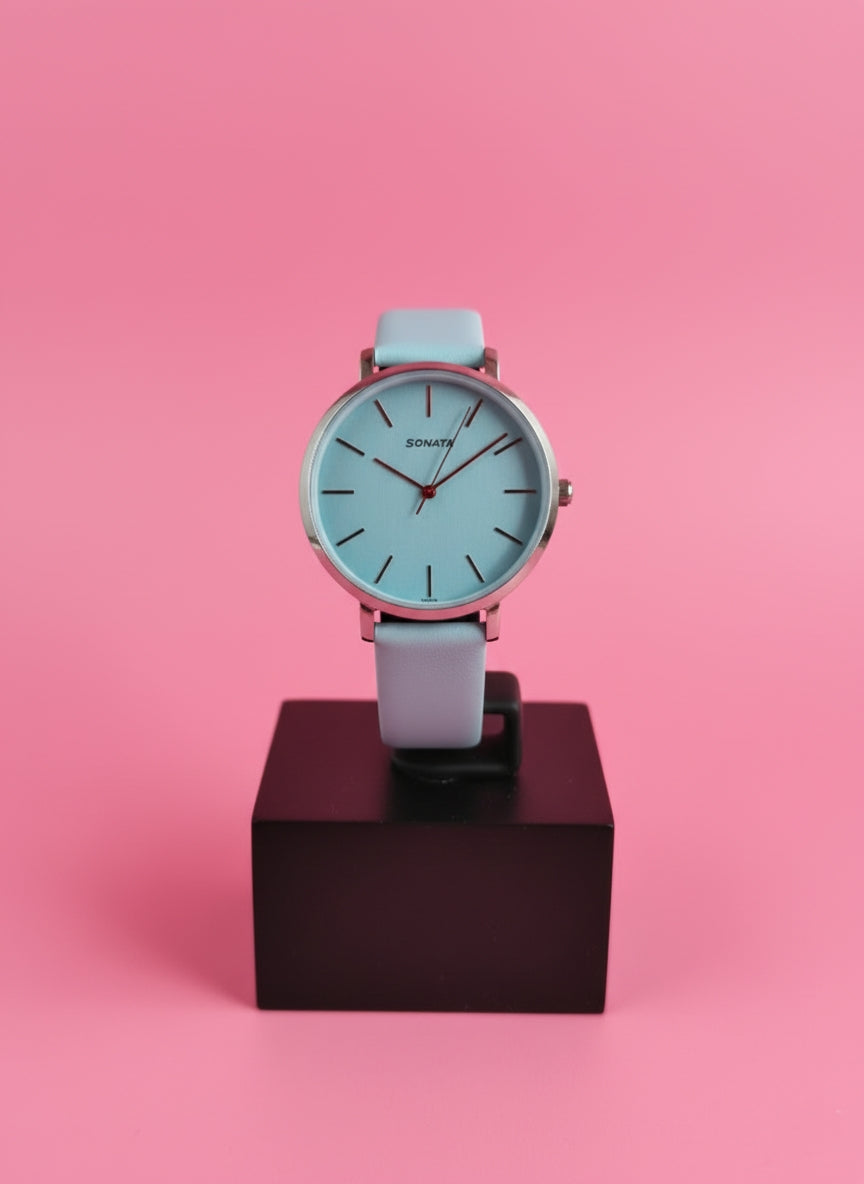 Sonata Women's Gold Round Analog Watch - Elegant Classic Design