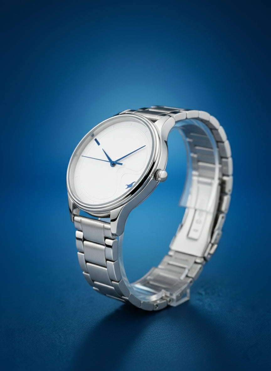 Fastrack Silver Edge Analog Watch - Bold Shine, Timeless Style.