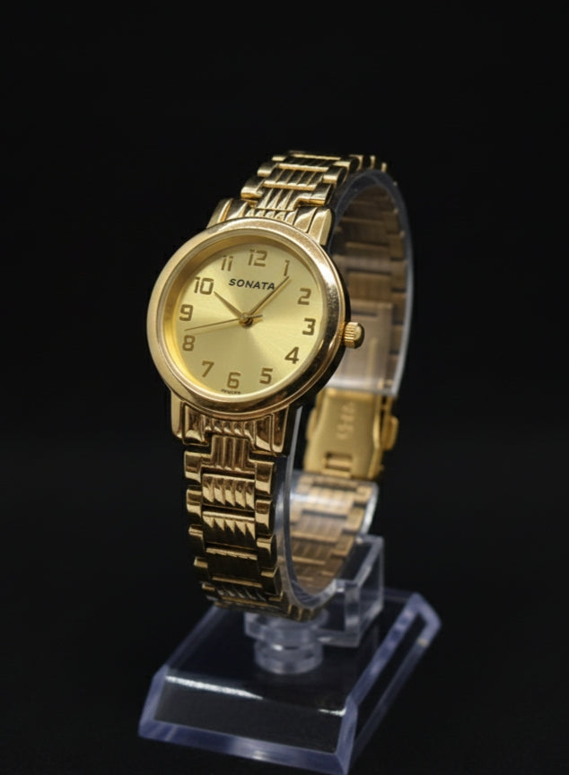 Sonata Radiant Gold Women's Watch - Timeless Elegance in Every Tick
