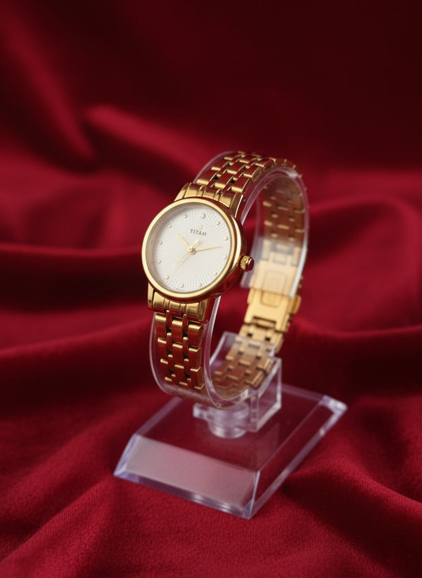Sonata Elegance Gold Women's Analog Watch - Timeless Style with Grace.